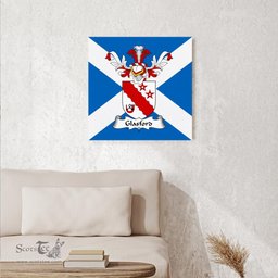 ScotsTee Shop Scottish Glasford Clan Family Crest Scottish Flag Framed Canvas Print