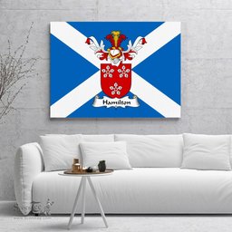 ScotsTee Shop Scottish Hamilton I Clan Family Crest Scottish Flag Framed Canvas Print