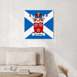 ScotsTee Shop Scottish Hamilton I Clan Family Crest Scottish Flag Framed Canvas Print