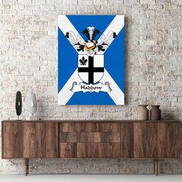 ScotsTee Shop Scottish Haddow or Haddock Clan Family Crest Scottish Flag Framed Canvas Print