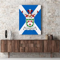 ScotsTee Shop Scottish Livingstone Clan Family Crest Scottish Flag Framed Canvas Print