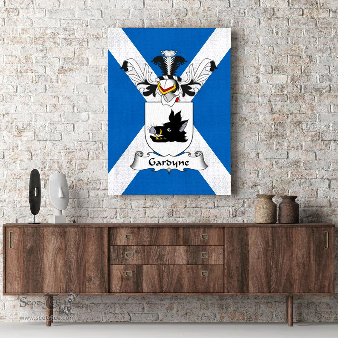 ScotsTee Shop Scottish Gardyne or Garden Clan Family Crest Scottish Flag Framed Canvas Print