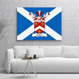 ScotsTee Shop Scottish Gulan Clan Family Crest Scottish Flag Framed Canvas Print