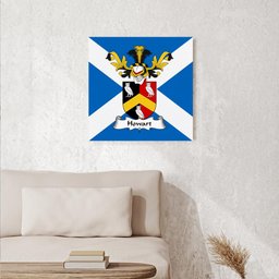 ScotsTee Shop Scottish Howart Clan Family Crest Scottish Flag Framed Canvas Print