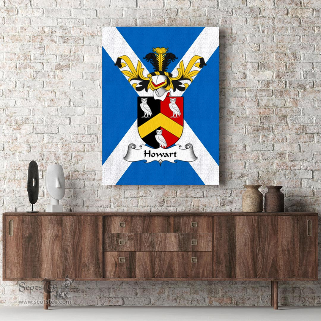 ScotsTee Shop Scottish Howart Clan Family Crest Scottish Flag Framed Canvas Print