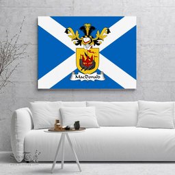ScotsTee Shop Scottish MacDonald _of the Isles Clan Family Crest Scottish Flag Framed Canvas Print