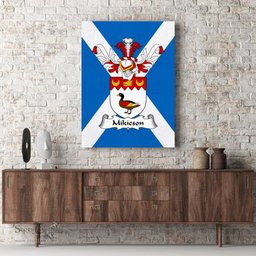 ScotsTee Shop Scottish Mikieson Clan Family Crest Scottish Flag Framed Canvas Print