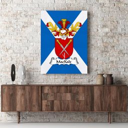 ScotsTee Shop Scottish MacKale or McKaile Clan Family Crest Scottish Flag Framed Canvas Print