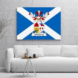 ScotsTee Shop Scottish MacLean of Duart Clan Family Crest Scottish Flag Framed Canvas Print