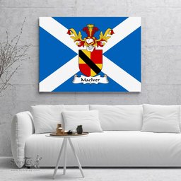 ScotsTee Shop Scottish MacIver or MacIvor Clan Family Crest Scottish Flag Framed Canvas Print