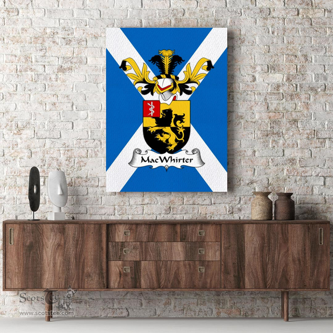 ScotsTee Shop Scottish MacWhirter Clan Family Crest Scottish Flag Framed Canvas Print