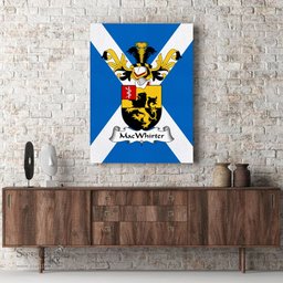 ScotsTee Shop Scottish MacWhirter Clan Family Crest Scottish Flag Framed Canvas Print