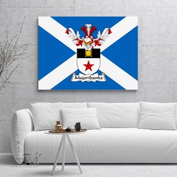 ScotsTee Shop Scottish Majoribanks Clan Family Crest Scottish Flag Framed Canvas Print