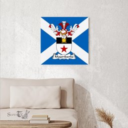 ScotsTee Shop Scottish Majoribanks Clan Family Crest Scottish Flag Framed Canvas Print