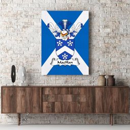 ScotsTee Shop Scottish MacHan or MacHann Clan Family Crest Scottish Flag Framed Canvas Print