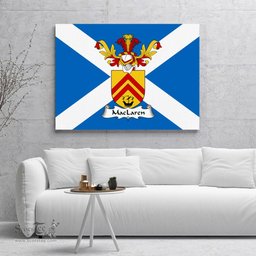 ScotsTee Shop Scottish MacLaren Clan Family Crest Scottish Flag Framed Canvas Print