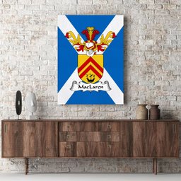 ScotsTee Shop Scottish MacLaren Clan Family Crest Scottish Flag Framed Canvas Print