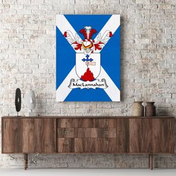 ScotsTee Shop Scottish MacLannahan Clan Family Crest Scottish Flag Framed Canvas Print