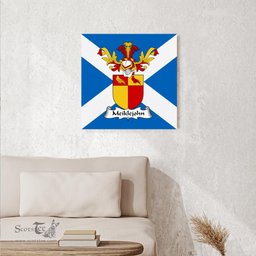 ScotsTee Shop Scottish Meiklejohn Clan Family Crest Scottish Flag Framed Canvas Print