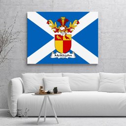 ScotsTee Shop Scottish Meiklejohn Clan Family Crest Scottish Flag Framed Canvas Print