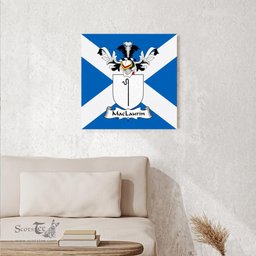 ScotsTee Shop Scottish MacLaurin or McLaurin Clan Family Crest Scottish Flag Framed Canvas Print
