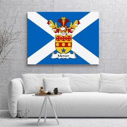 ScotsTee Shop Scottish Mercer Clan Family Crest Scottish Flag Framed Canvas Print