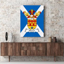 ScotsTee Shop Scottish Mercer Clan Family Crest Scottish Flag Framed Canvas Print
