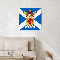 ScotsTee Shop Scottish MacDuff _Earl of Fife Clan Family Crest Scottish Flag Framed Canvas Print