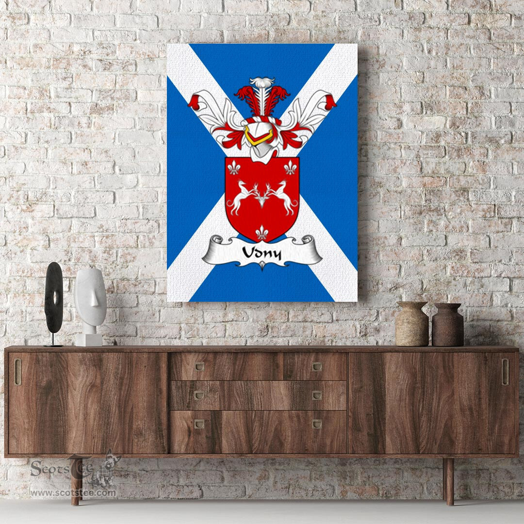ScotsTee Shop Scottish Udny Clan Family Crest Scottish Flag Framed Canvas Print