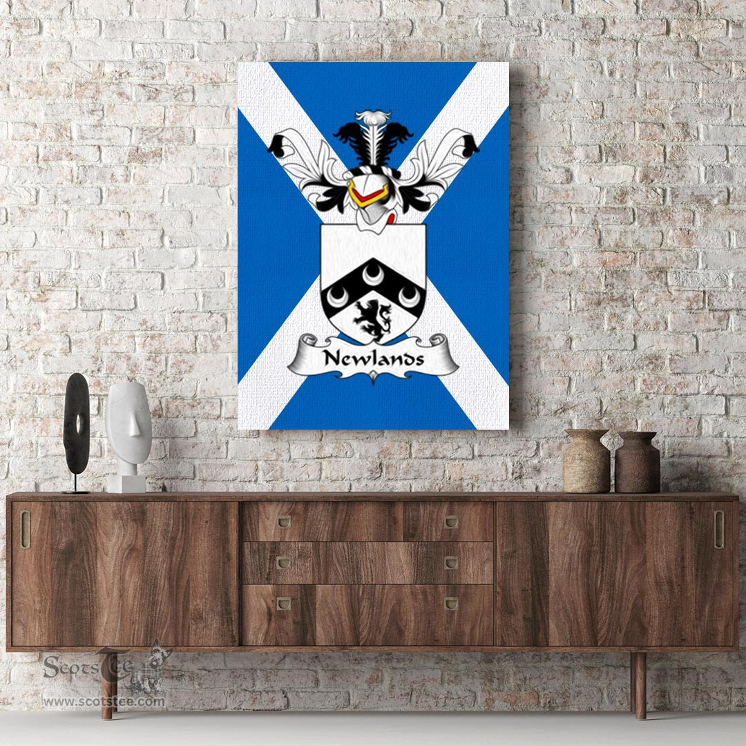 ScotsTee Shop Scottish Newlands Clan Family Crest Scottish Flag Framed Canvas Print
