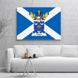 ScotsTee Shop Scottish Paton Clan Family Crest Scottish Flag Framed Canvas Print