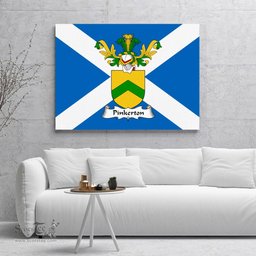 ScotsTee Shop Scottish Pinkerton Clan Family Crest Scottish Flag Framed Canvas Print