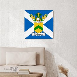 ScotsTee Shop Scottish Pinkerton Clan Family Crest Scottish Flag Framed Canvas Print