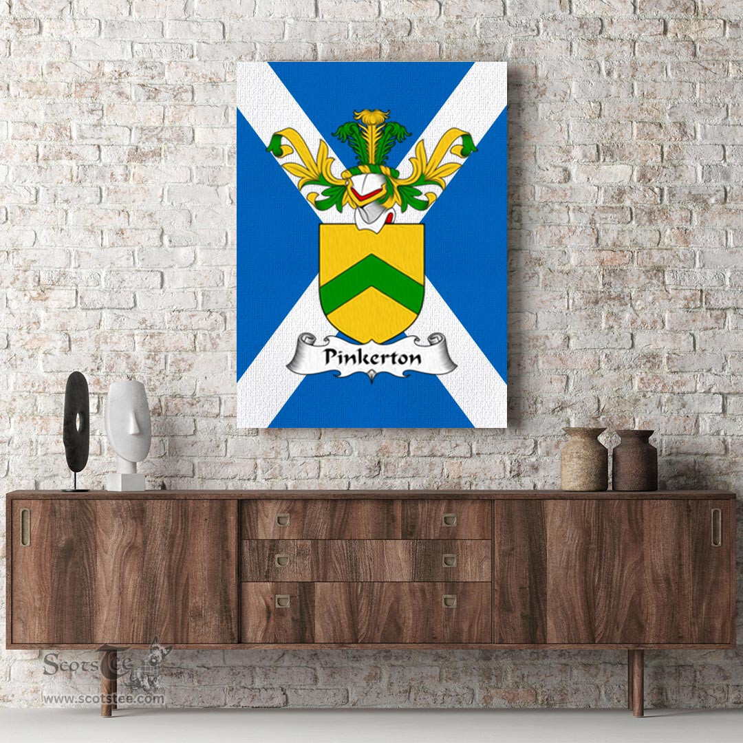 ScotsTee Shop Scottish Pinkerton Clan Family Crest Scottish Flag Framed Canvas Print