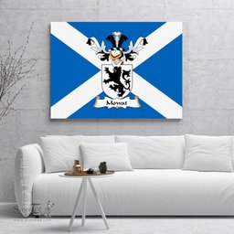 ScotsTee Shop Scottish Mowat Clan Family Crest Scottish Flag Framed Canvas Print