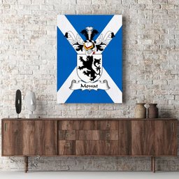 ScotsTee Shop Scottish Mowat Clan Family Crest Scottish Flag Framed Canvas Print