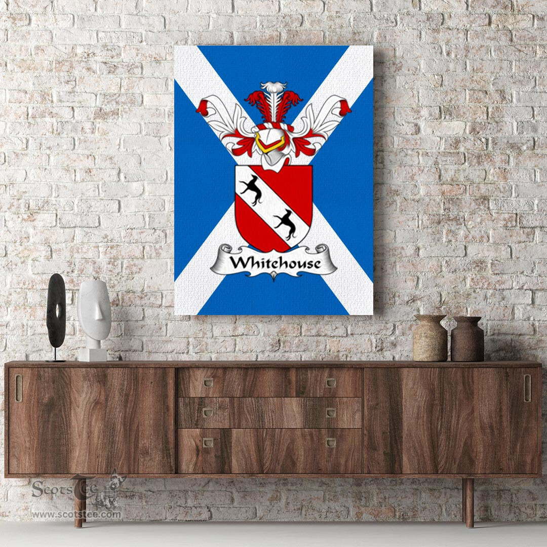 ScotsTee Shop Scottish Whitehouse Clan Family Crest Scottish Flag Framed Canvas Print