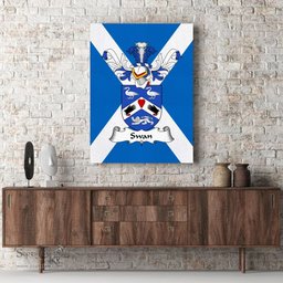 ScotsTee Shop Scottish Swan Clan Family Crest Scottish Flag Framed Canvas Print