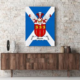 ScotsTee Shop Scottish Skene Clan Family Crest Scottish Flag Framed Canvas Print