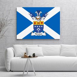 ScotsTee Shop Scottish Yorston Clan Family Crest Scottish Flag Framed Canvas Print