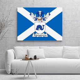 ScotsTee Shop Scottish Monypenny Clan Family Crest Scottish Flag Framed Canvas Print