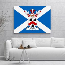 ScotsTee Shop Scottish Trotter Clan Family Crest Scottish Flag Framed Canvas Print