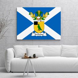 ScotsTee Shop Scottish Senhouse Clan Family Crest Scottish Flag Framed Canvas Print