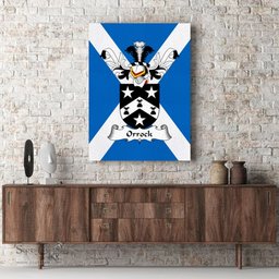 ScotsTee Shop Scottish Orrock Clan Family Crest Scottish Flag Framed Canvas Print
