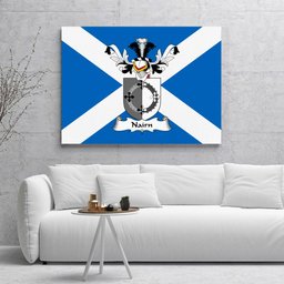 ScotsTee Shop Scottish Nairn Clan Family Crest Scottish Flag Framed Canvas Print