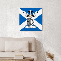 ScotsTee Shop Scottish Nairn Clan Family Crest Scottish Flag Framed Canvas Print
