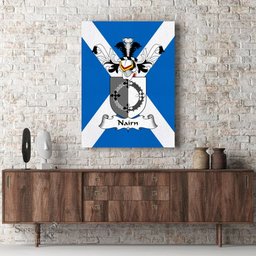 ScotsTee Shop Scottish Nairn Clan Family Crest Scottish Flag Framed Canvas Print