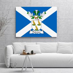 ScotsTee Shop Scottish Paterson Clan Family Crest Scottish Flag Framed Canvas Print