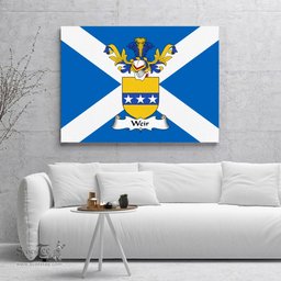 ScotsTee Shop Scottish Weir Clan Family Crest Scottish Flag Framed Canvas Print