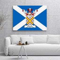 ScotsTee Shop Scottish Powrie Clan Family Crest Scottish Flag Framed Canvas Print